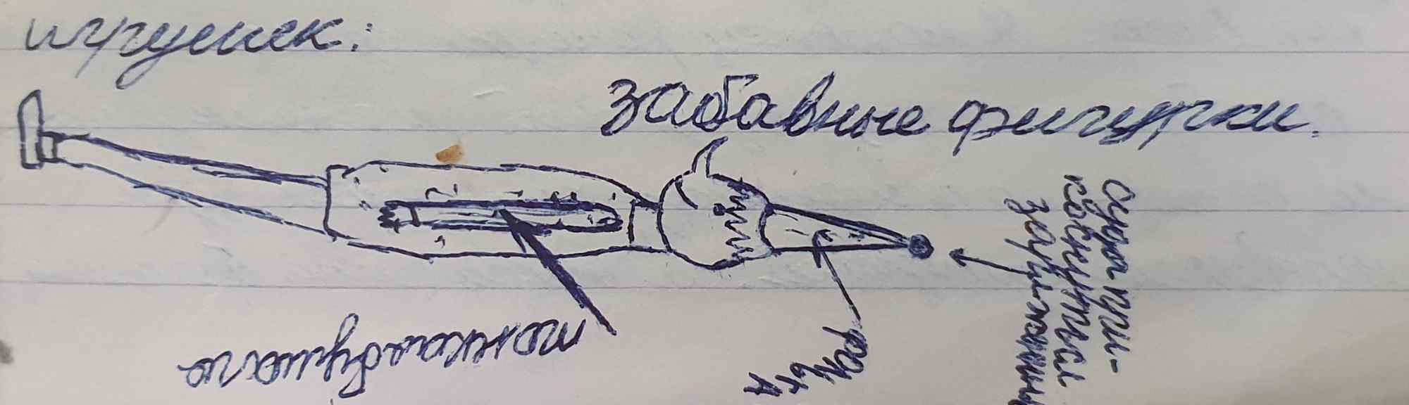 Рисунок шуточного персонажа «забавные фрегаты» с подписями: «механические», «фонарь», «судно для разведки и развлечений», «игрушек».