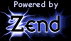Логотип «Powered by Zend» с эффектом электрической дуги вокруг слова «Zend» на тёмном фоне.