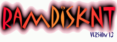Логотип «RAMDISKNT» с эффектом свечения и надписью «VERSION 1.3» в правом нижнем углу.