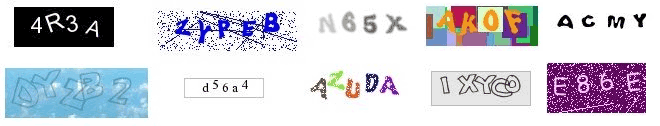 Ряд из девяти CAPTCHA-изображений с искажёнными буквами и цифрами: «4R3A», «ZIPFB», «N65X», «IAKOF», «ACMY», «DYEB2», «d56a4», «AZUDA», «IXYCO», «E86E».