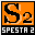Логотип игры SPECTRA 2: оранжевый квадрат с чёрной буквой «S» и цифрой «2», под ним надпись «SPECTRA 2» белыми буквами на чёрном фоне.
