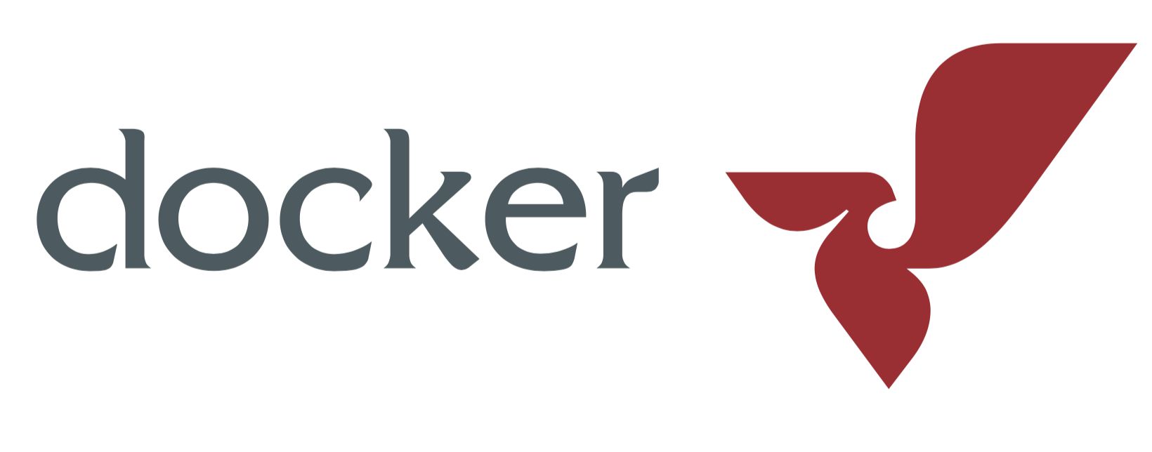 Логотип Docker: слово «docker» серым шрифтом и красный стилизованный символ кита справа на белом фоне.