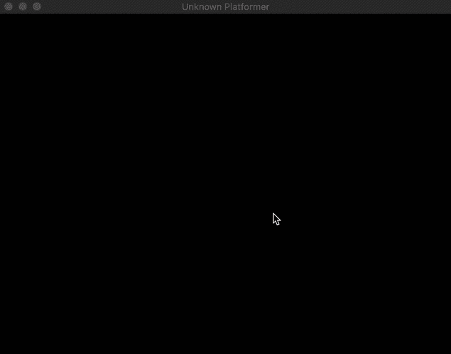 Скриншот окна программы «Unknown Platformer» с чёрным экраном и курсором мыши в центре.