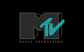 Логотип MTV: стилизованная буква «M» с сетчатым узором и надпись «MUSIC TELEVISION» под ней на чёрном фоне.
