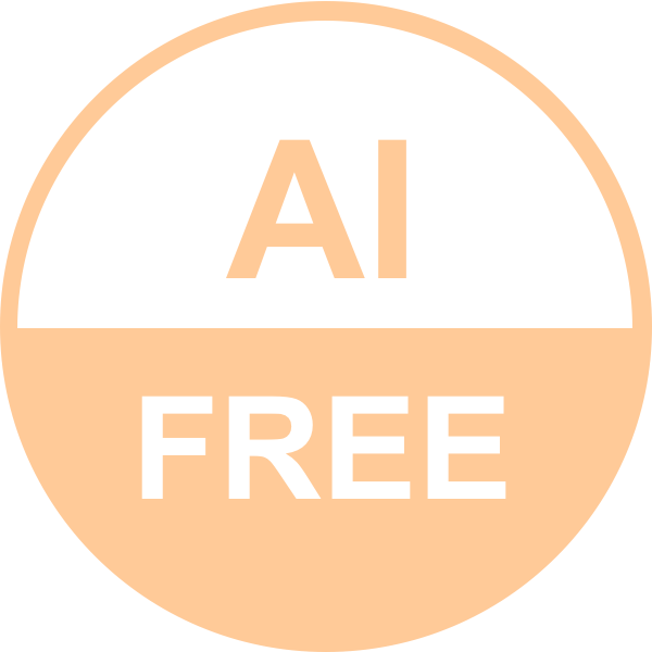 Круглый значок с надписью «AI» в верхней части и «FREE» в нижней, разделённых горизонтальной линией.