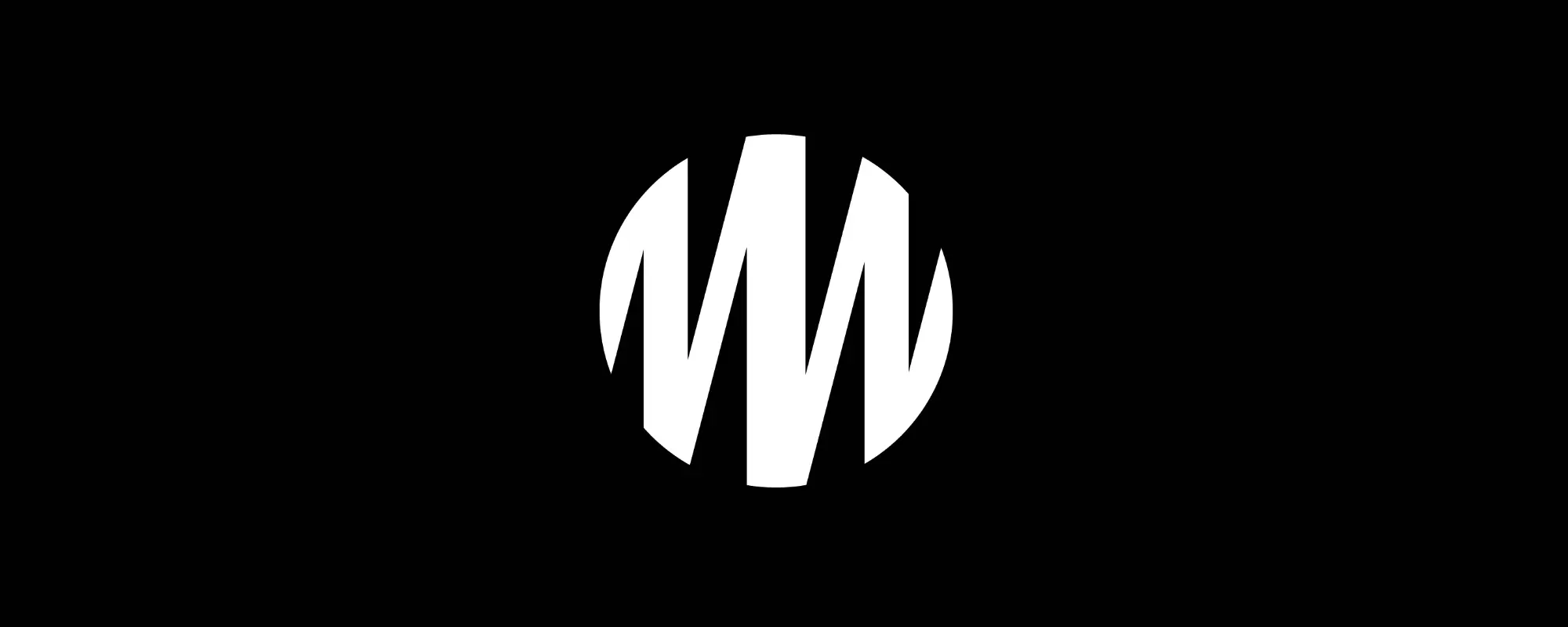Белый логотип в виде стилизованной буквы «W» внутри круга на чёрном фоне.